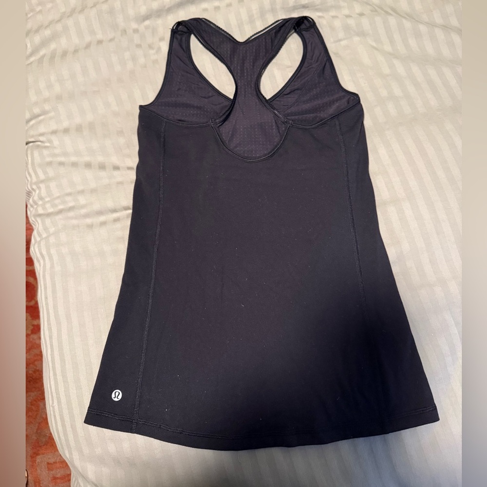Black Lululemon Sheer Racer Back Tank with built in bra